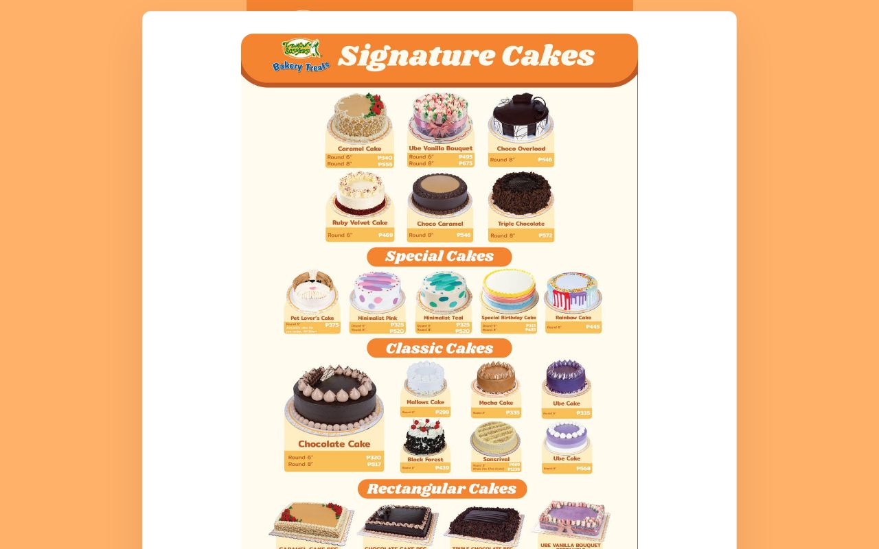 Lemon Square Bakery Treats Menu Lemon Square Bakery Treats Menu